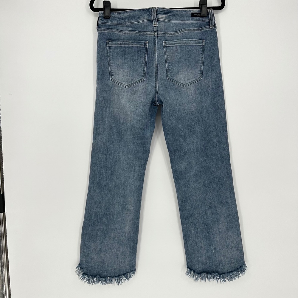 Liverpool The Crop Flare Hi Low 5 PKT Fray Hem 26" La Playa Stretchy Jeans 6 28 - Picture 7 of 10
